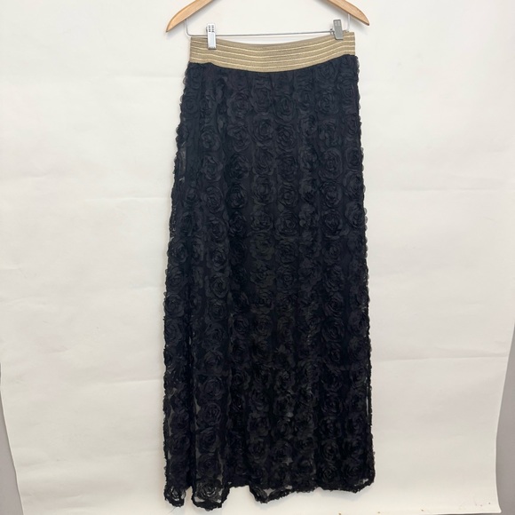 Anthropologie Dresses & Skirts - Anthropologie Ryu Floral Black Lace Layered Skirt medium
